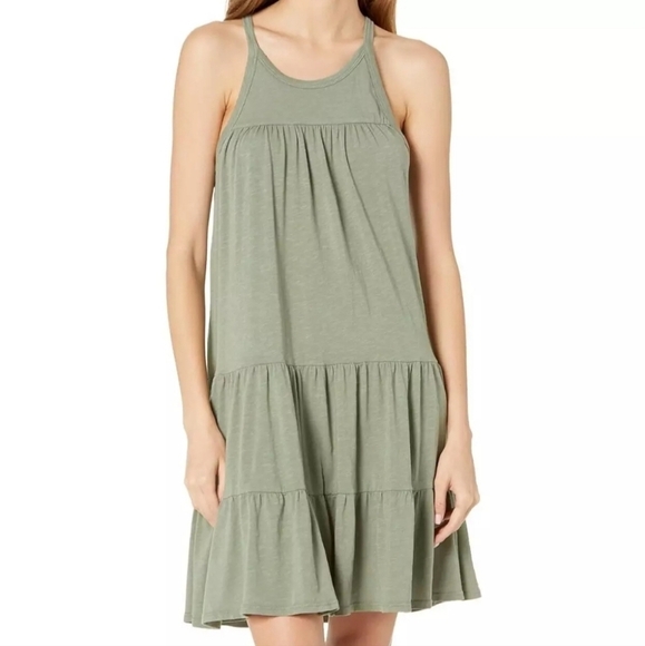 Sundry Sage Green Tiered Sleeveless Dress - Picture 1 of 5